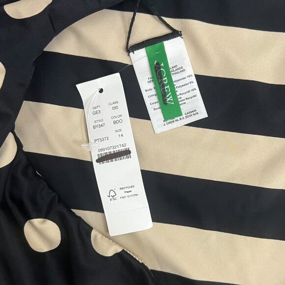 J Crew Reversible One Piece Swimsuit 14 Striped Polkadot Scoop Neck Black Tan - Picture 5 of 12